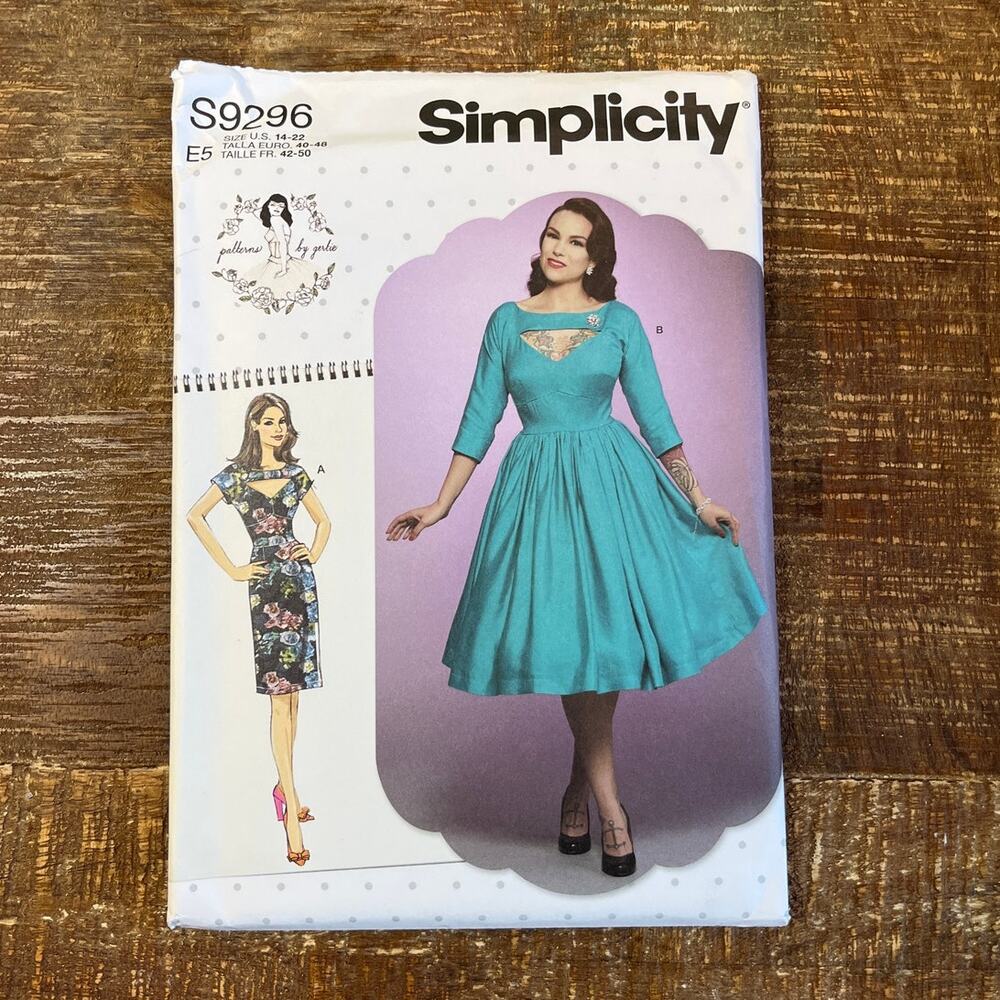 Simplicity Sewing Pattern S9296 Retro Dress Cutout Rockabilly Gertie 14-22 UNCUT